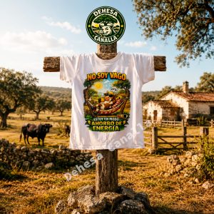 Camiseta divertida “No soy vago” con vaca relajada | Camiseta humor original unisex | Humor rural extremeño 100% algodón
