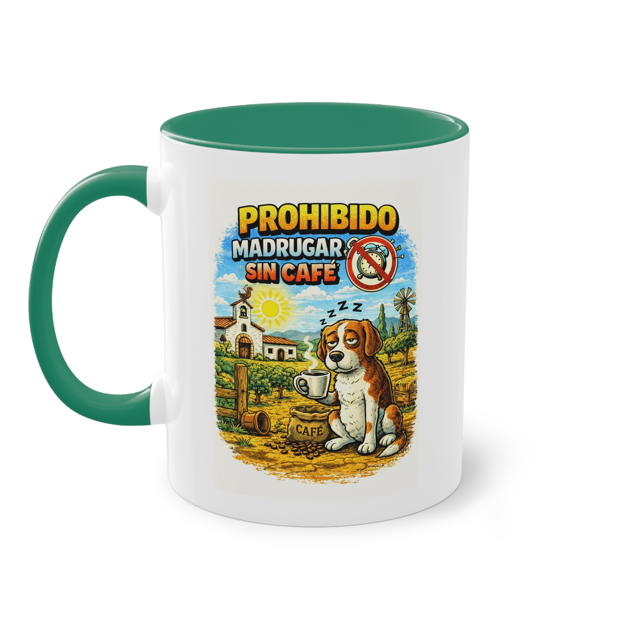 Taza de café 2 Tonos — Prohibido madrugar sin café